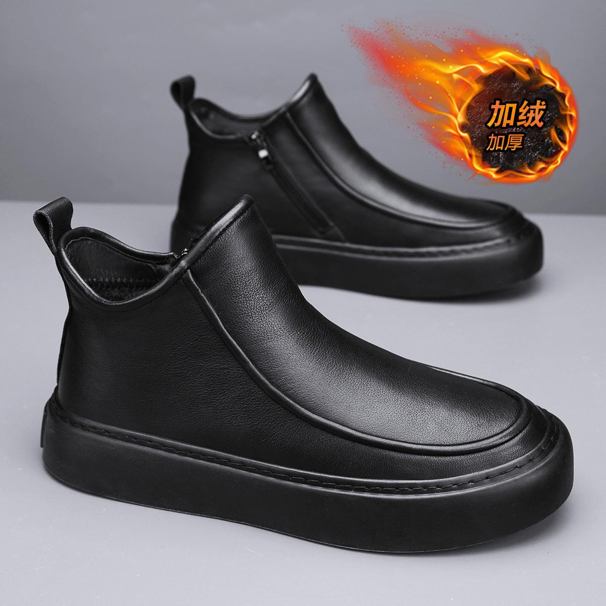 

Осенне-зимняя мужская обувь высокие британские ботинки Martin модные туфли средней высоты из бархата и хлопка трендовые кожаные ботинки Darth Vader locomotive 39