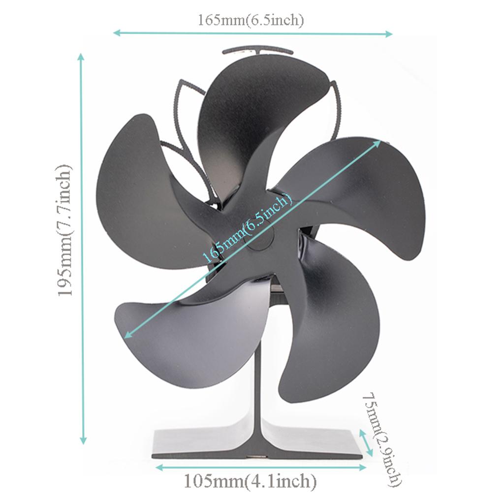 5 Blades Fireplace Stove Fan Heat Powered Fan Quiet Efficient for Wood Log Burning Stove Fireplace Increase Deal Gift