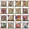 Premium Retro Flower Linen Pillow Case For Stylish Sofa Home Decor 18 Inches