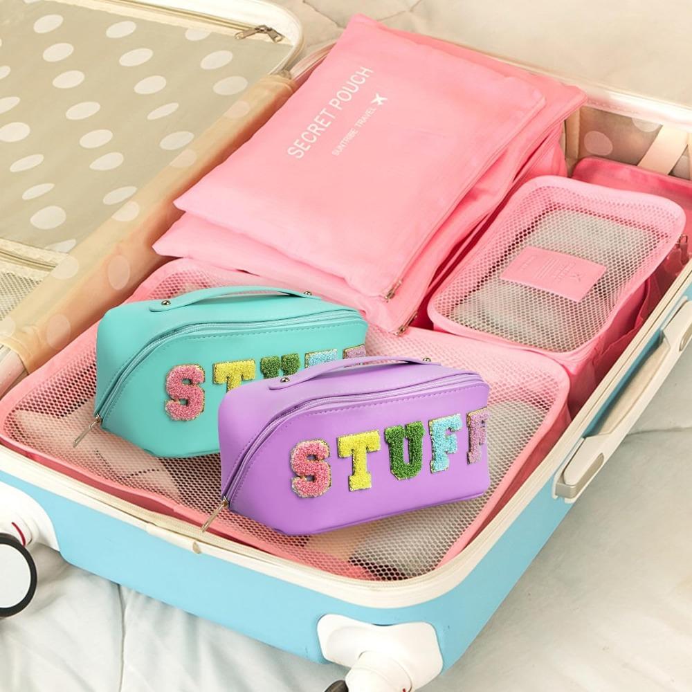 

PU Cosmetic Bags Flat Open Design Wash Bags New Organizer Pouch Ladies