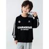 Korean Brand Export Children's Clothing New Arrivals for Older Girls, Letter Print Sweatshirt, Boys' Pullover with Fleece Lining