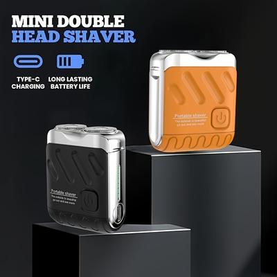 Mini rasoir électrique pour hommes, double tête, étanche, rechargeable, rotatif, de voyage, portable, pour cheveux et barbe