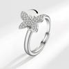 Fashionable Micro Paved Butterfly Rotating Ring For Women Exquisite Creative Finger Ring Jewelry Gift