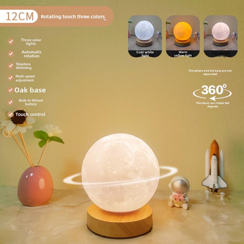 Rotating Moon Lamp Night Light—Creative Bedside Atmosphere Lamp for Bedroom or Desk