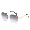 Hollow frameless sun lady square sunglasses trend casual vacation glasses fashion gradual change color sunglasses