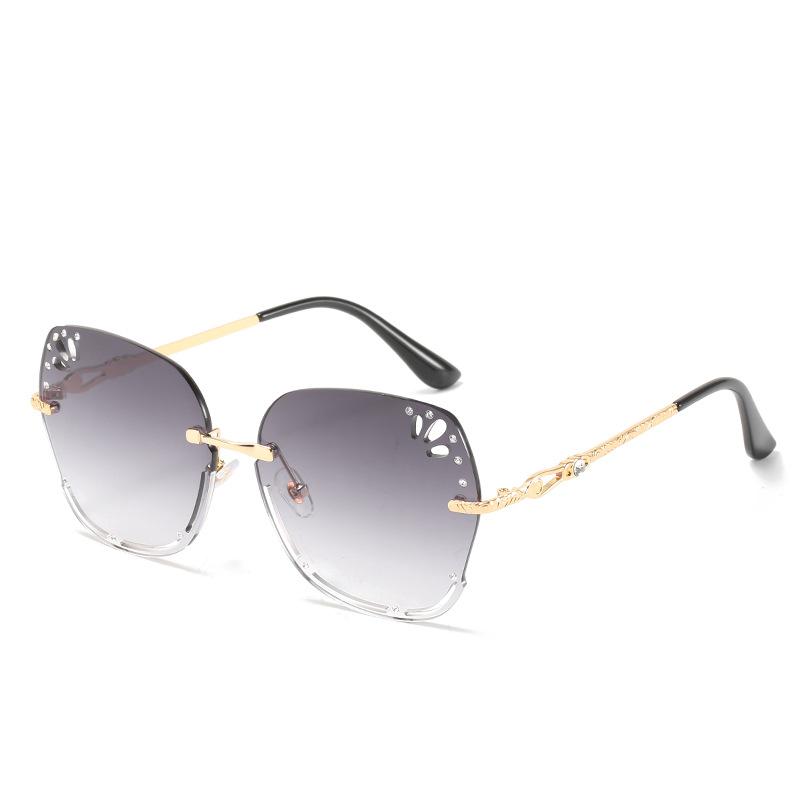 Hollow frameless sun lady square sunglasses trend casual vacation glasses fashion gradual change color sunglasses