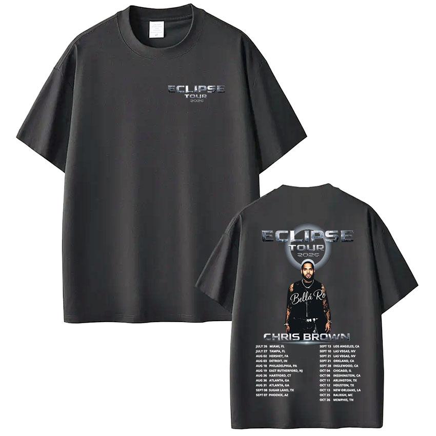 Rapper Chris Brown Eclipse Tour 2026 Merch Tshirt Unisexs Women Clothing Fashion Hip Hop T Shirt Cotton Casual Oversized Tshirts