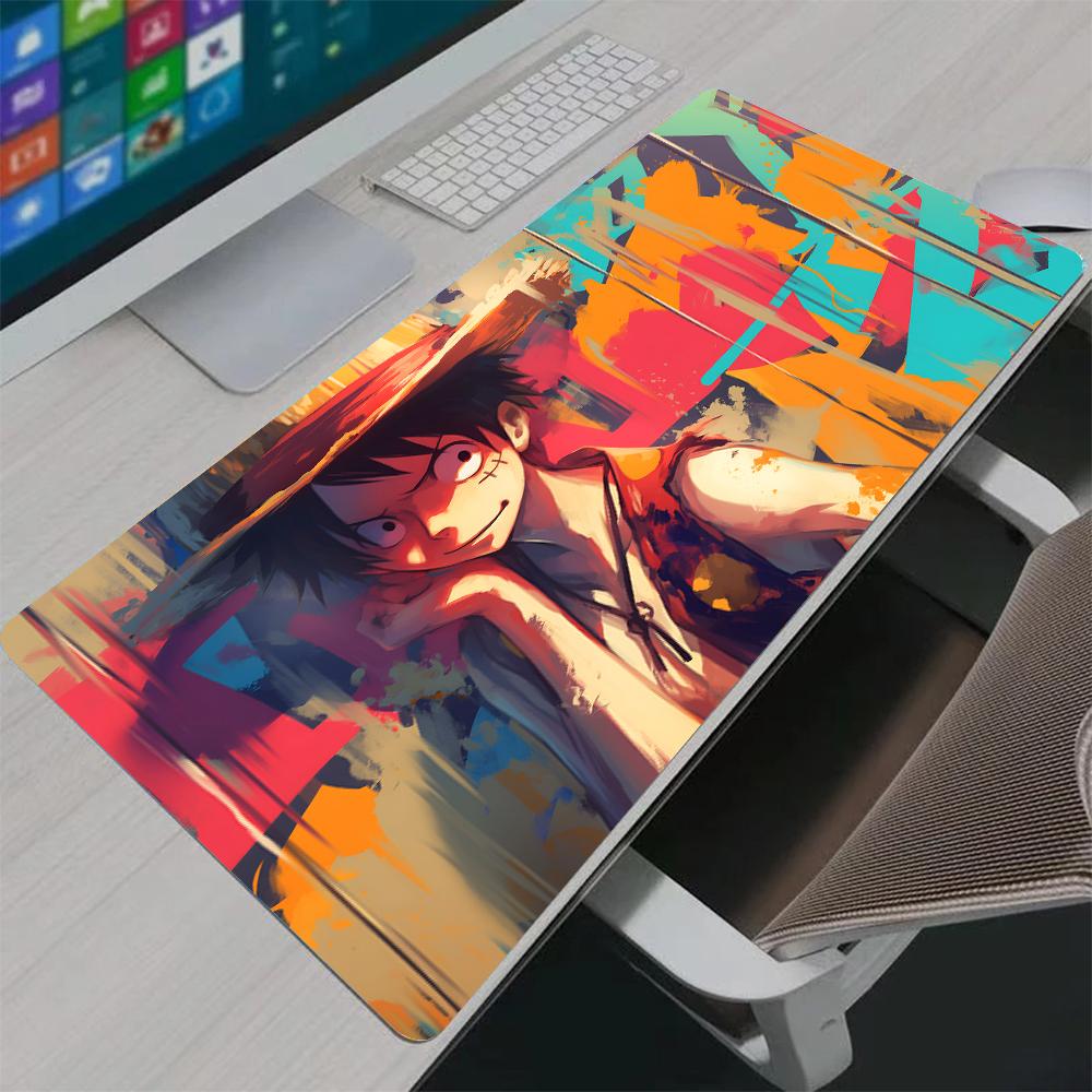 Alfombrillas de Ratón Gaming Japón Juego Anime One Piece Luffy Alfombrilla de Ratón PC Hogar Alfombrilla de Teclado HD Antideslizante Alfombra de Oficina Portátil Alfombrilla Grande para Ratón