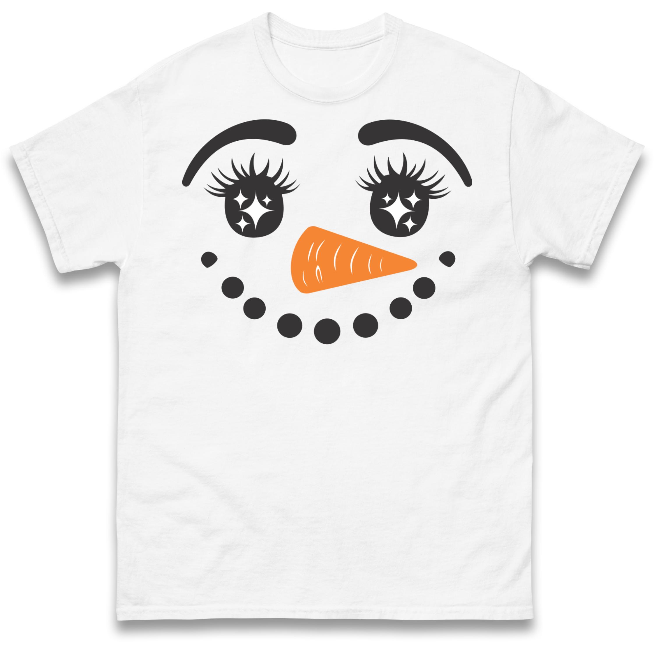 Snowman Face Christmas T-Shirt Tshirt Mens Womens Tops Unisex Tees 100% Cotton 3XL