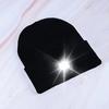 Women Autumn Winter Knitting Hat Solid Color Brimless Hat with LED Light Warm Windproof Elastic Beanie Hat