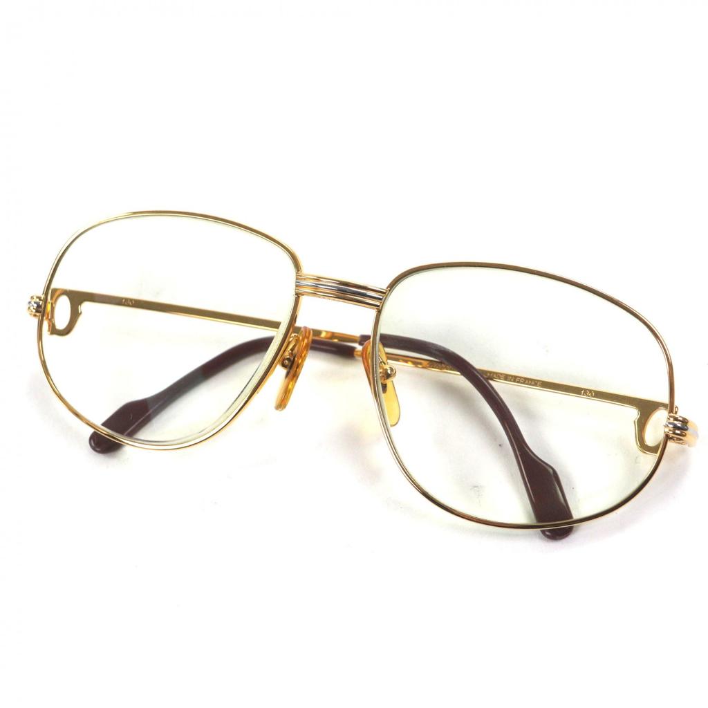 Very Good Cartier Glasses Trinity Logo Metal gold mens Used