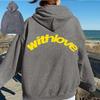 Eurasian Size Fleece Sweater Loose Letter Casual Fashion Sports Hooded Sweater Jumper