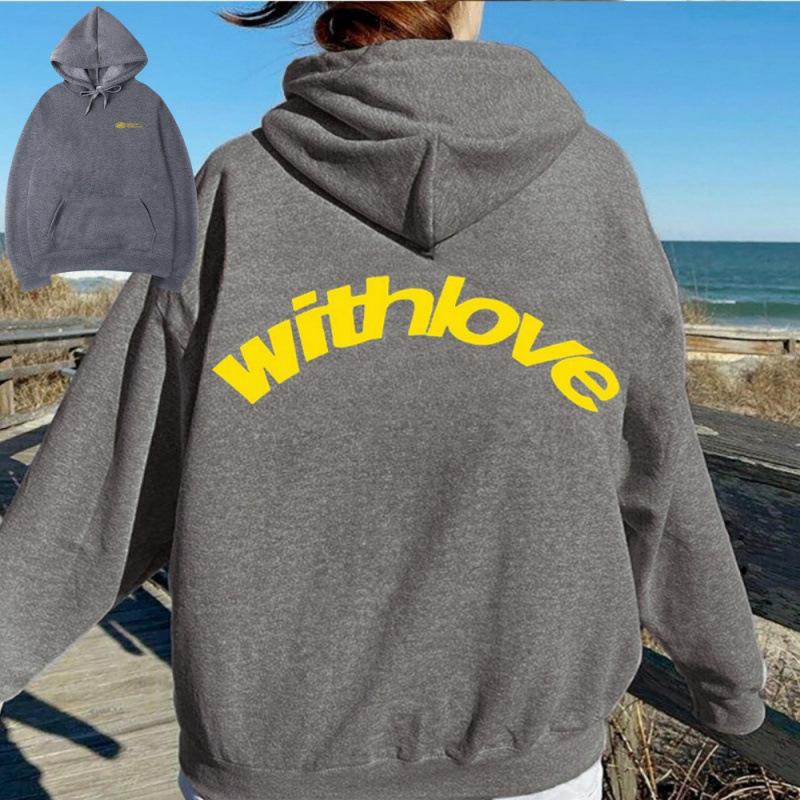 Eurasian Size Fleece Sweater Loose Letter Casual Fashion Sports Hooded Sweater Jumper