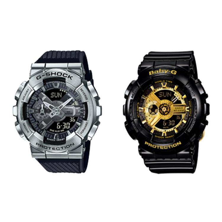 

CASIO Unisex Pair Table Series Black Watch GM-110-1A+BA-110-1AER
