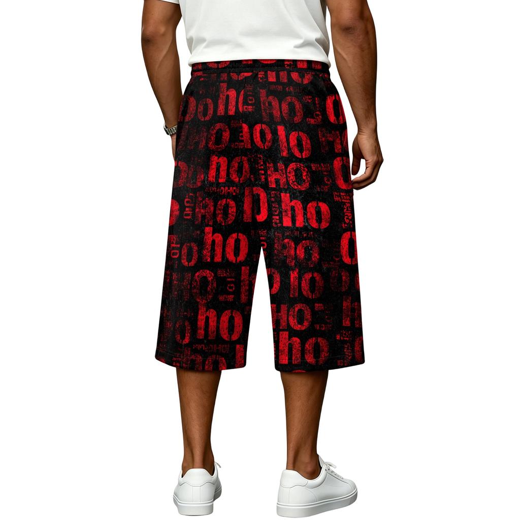 Men's Loose Fit Halloween Print Cargo Shorts with Large Pockets