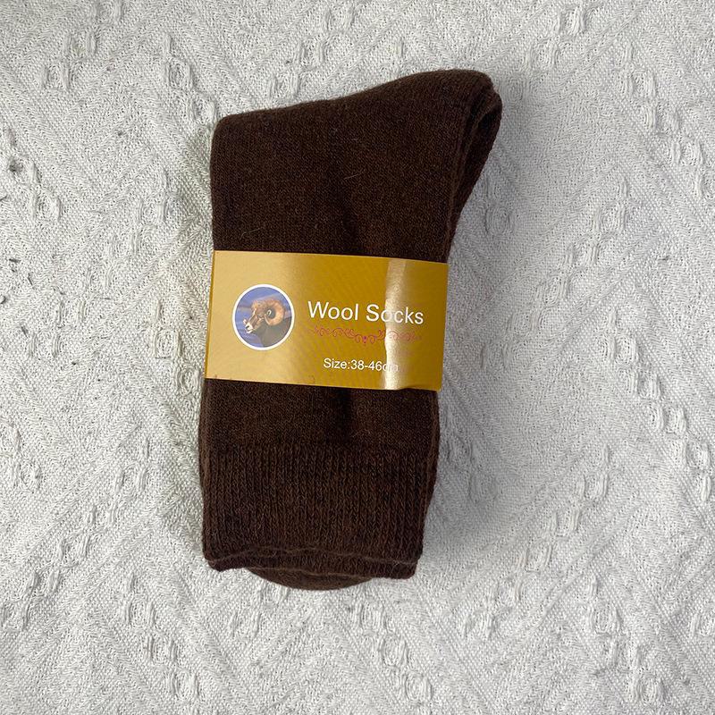 Men's Thick Wool Socks – Medium Tube, Warm and Plush for Autumn & Winter