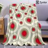 Mid Century Red Circle Lightweight Microfiber Soft Christmas Fleece Blanket Warm Cozy Throw for Sofa Office Travel All Season