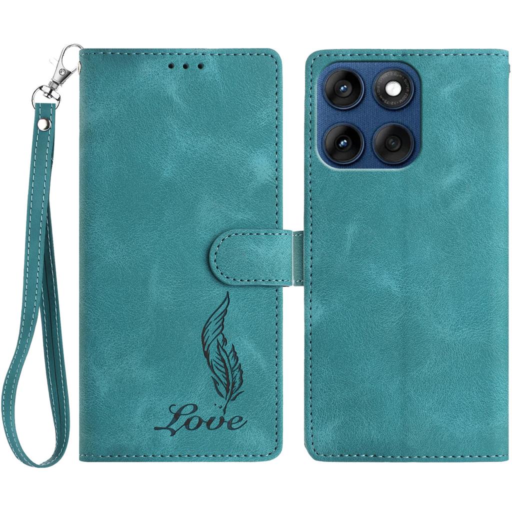 Kielkalligraphie Feder Geprägtes Muster Flip Card Design Brieftasche Hülle für Motorola Moto E13 E20 G05 G54 Edge 40...(8-Farben)