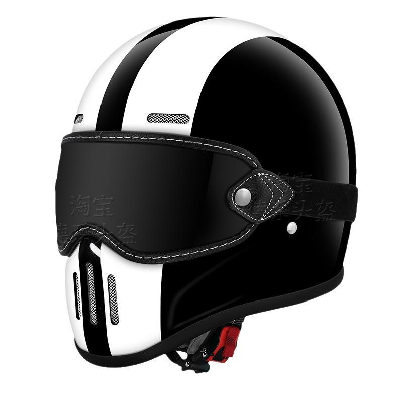 Vintage Full Helmet Cruise Motorcycle Helmet Men's Car Off-Road Carbon Fiber Small Helmet Women