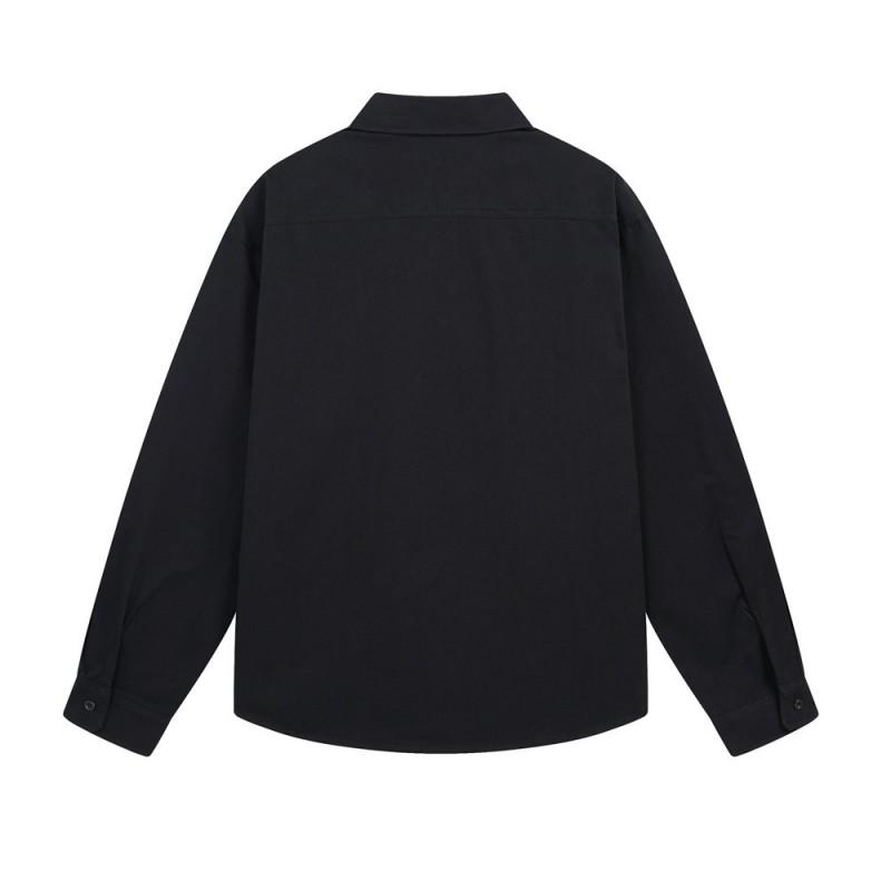 Mens Loose Fit Long Sleeve Cotton Shirt With Gothic Cross Print Streetwear Casual Top Fall 2025