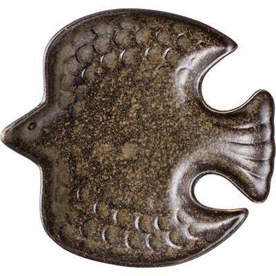 Minoru Pottery Mino Ware Dinky 120 Tri-shaped Plate Iga Mat Brown