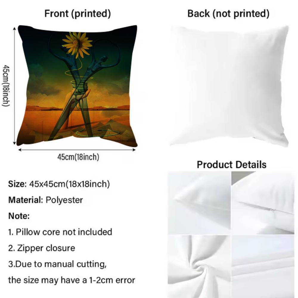 Salvador Dali Pop Art Pillow Case Anti-Dustmite Pillowcase Invisible Zipper Silky Short Plush Sofa Cushion Cover