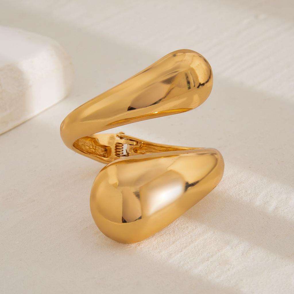 Vintage Punk Geometric Smooth Spiral Water Drop Opening Bracelet Metal Heavy Cuff Bangle Jewelry for Women Men  New