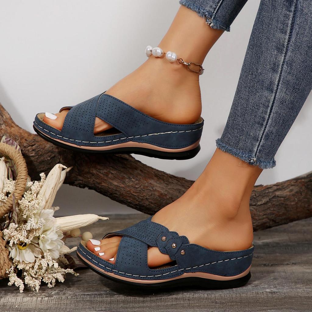 Thick Soled Plus Size Casual Cross Strap Decorative Women's Slippers