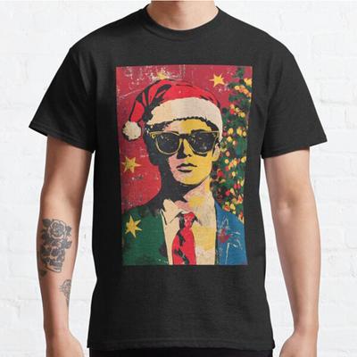Men Fashion Casual Short Sleeves Christmas 36 Black Tees Classic Oversized T-shirts