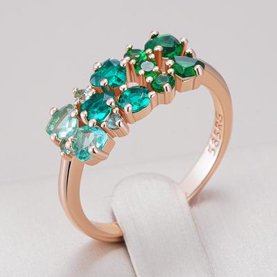 Shiny Green Natural Zircon Bride Wedding Rings For Women Trend  Rose Gold Color Daily Fine Jewelry Crystal Gift