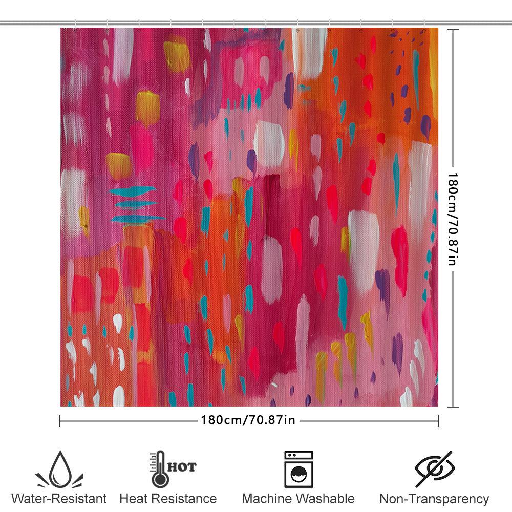 Bright Colorful Shower Curtain Pink Orange Blue Red Abstract Art Print Bathroom Liner Waterproof Decor Home Accessory