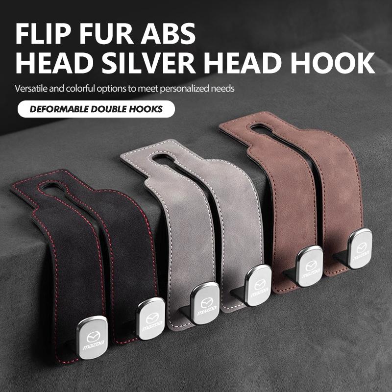 For Mazda 2 in 1 Car Headrest Hook Suede Rear Seat Hanging Dual Hook 3 6 CX5 2 CX3 CX9 MX5 RX8 Axela Demio Atenza MS V5