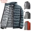 Inverno Casual Quente Jaqueta de Penas Masculina para Caminhada Exterior Corta-vento Outerwear Cor Sólida Espessa Casacos de Penas Masculinos Moda Gola Alta