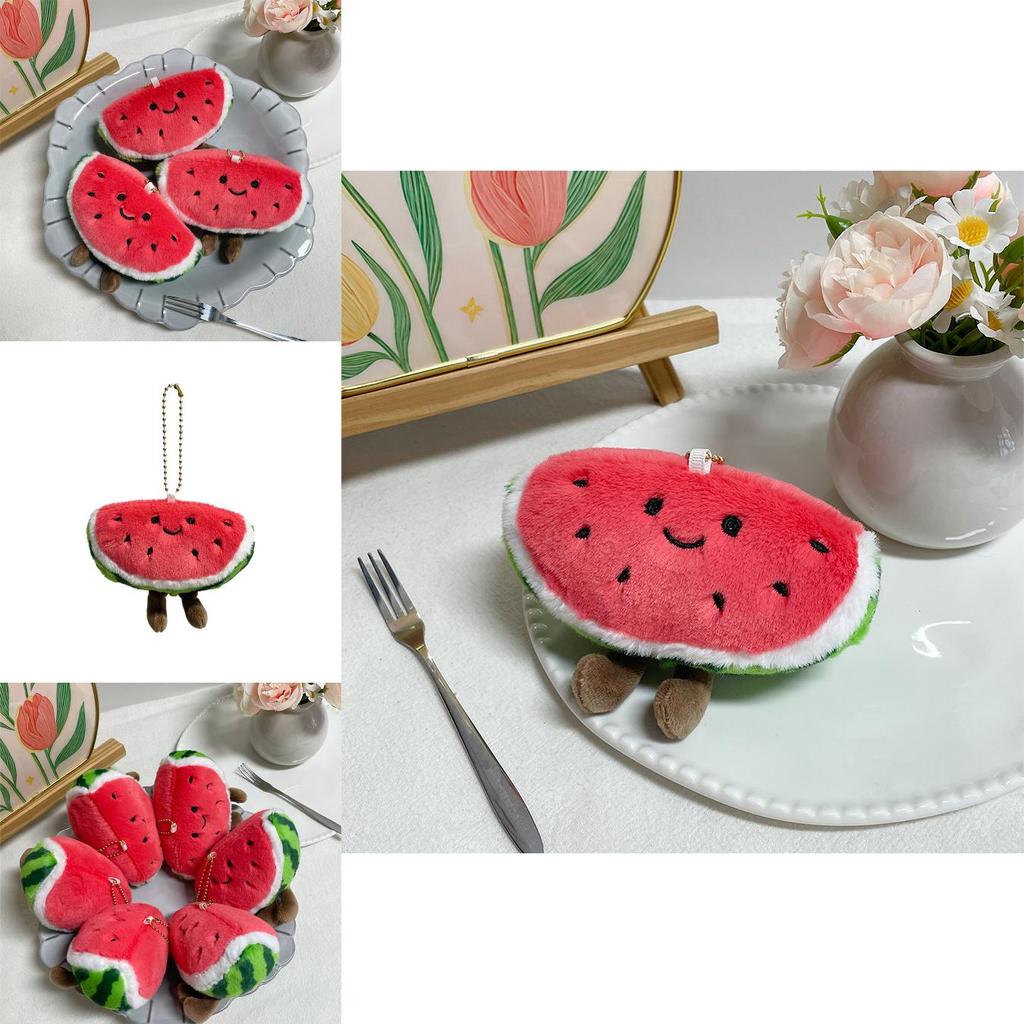 Cute Watermelon Plush Keychain With Pp Cotton Filling For Bag Decoration And Collectors