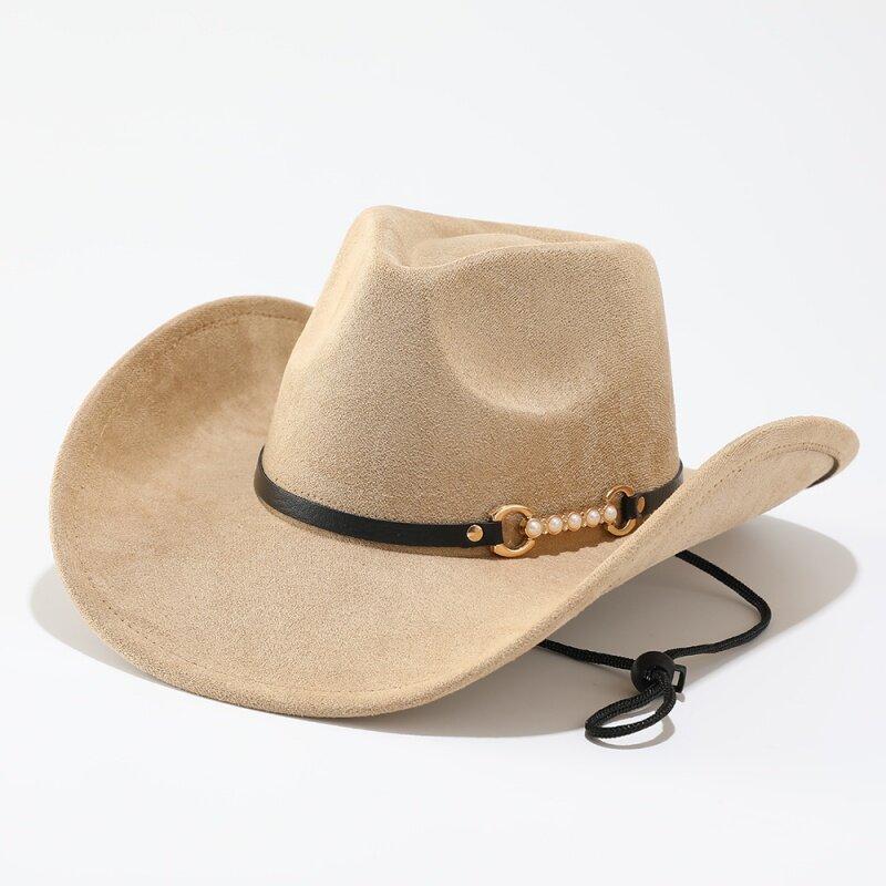 Western denim style wide-brimmed hat, Tibetan top hat, bull head accessory, autumn/winter jazz hat, new suede hat