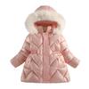 Girls Down Coats Children Thickened Fur Collar Hooded Jackets Kids Plush Velvet Warm Hooded Outerwear Toddler Parkas