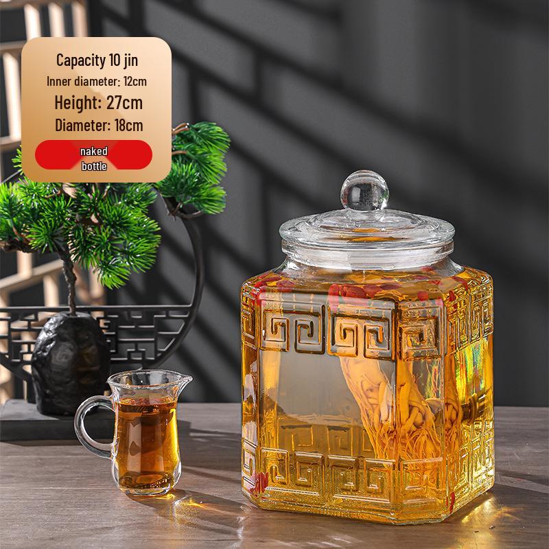 Luxury Sealed Wine & Baijiu Soaking Jar with Faucet for Household Use