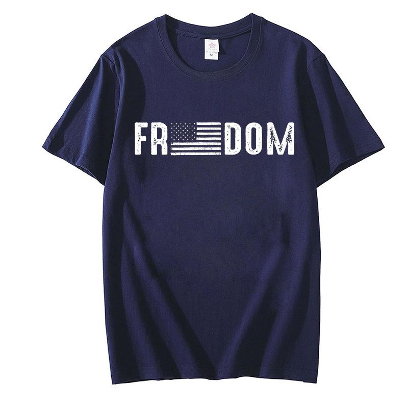 

Freedom Flag T-shirt Print T-Shirt Women Clothing Summer Harajuku Short Sleeve Tees Shirts Graphic Y2k Tops Clothing 3XL