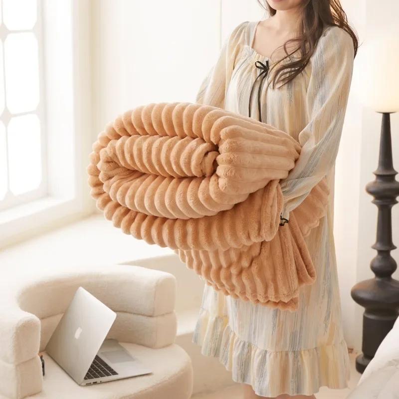 

Modern Simple Rabbit Fur Velvet Sofa Blanket Four Season Universal Thick Solid Color Leisure Multifunctional Office Nap Blanket 100x150cm 1pcs