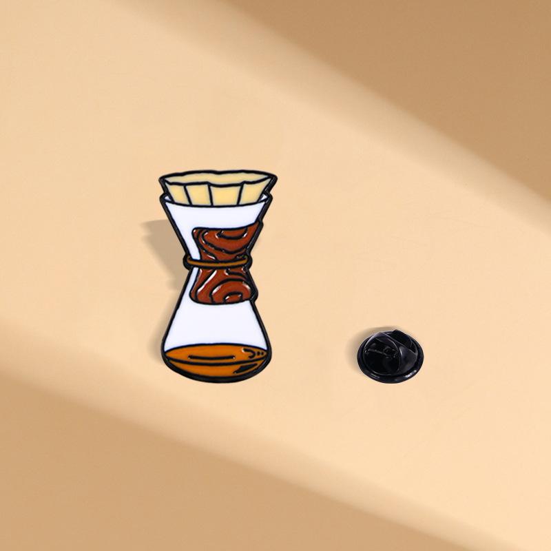 Retro Cartoon Handmade Coffee Supplies Series Brooch, Cup Coffee Machine Styling Design Accessories Badge Series