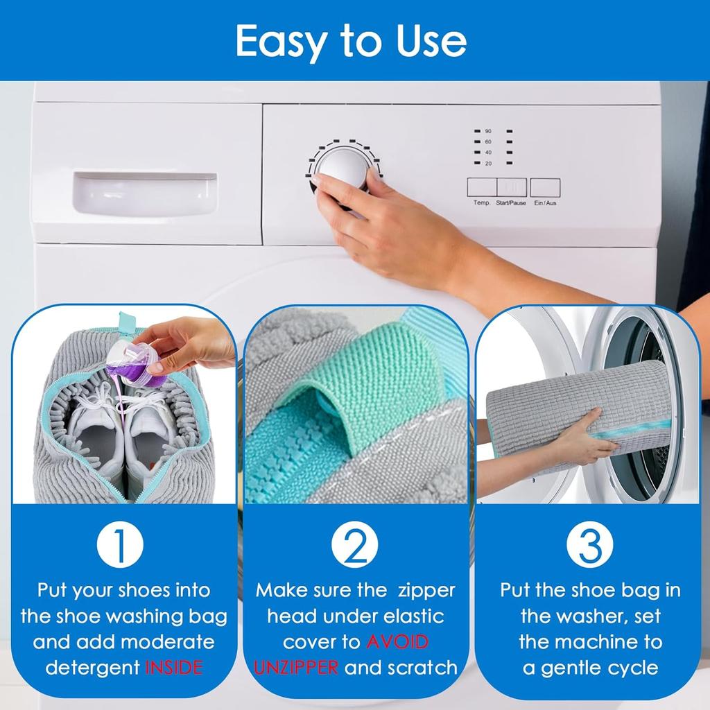 Filtmonster Shoe Washing Machine Bag, New Upgrade Shoe Bag For Washing Machine, 1 Shoe Washing Bag, 1 Mesh Laundry Bag, Gray