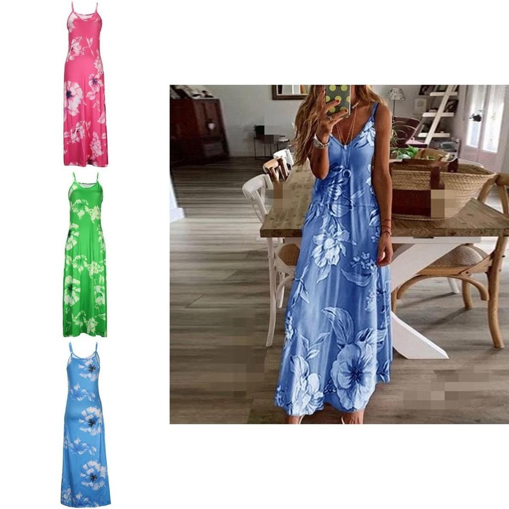 Women's Oversized Floral Printed Sleeveless Maxi Dress For Summer Holidays