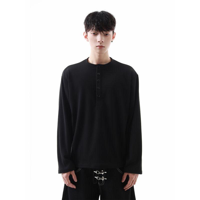 51 Hip-Hop American High Street Thickened Self-Heating Thermal Derong Base Layer Men's Winter Half-Zip Long-Sleeve T-Shirt