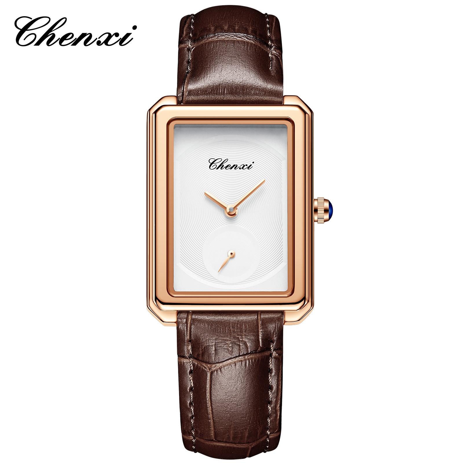 Square Watch Women S Leather Belt Women S Watch Thin Waterproof Watch Fashionable And Simple Three-Pin Small Square Fashion Quartz Watch