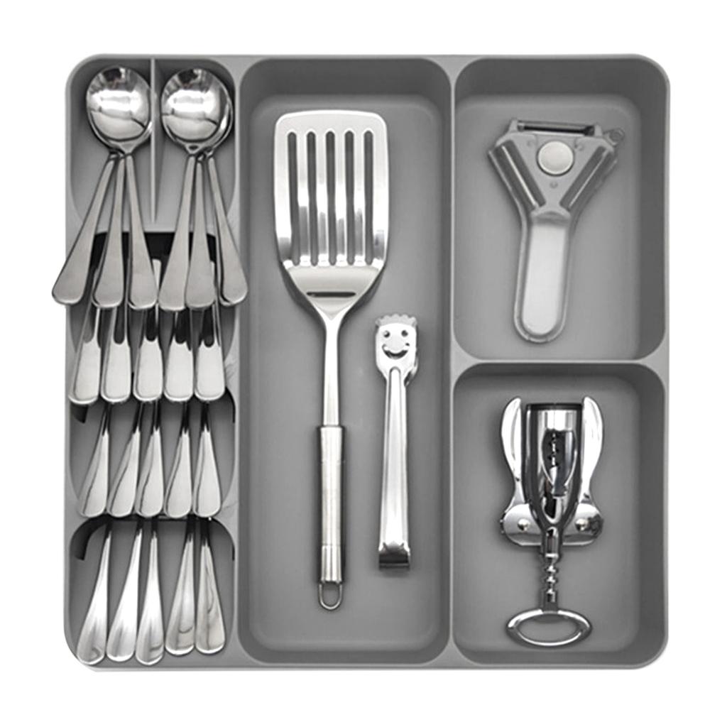 Besteckschubladen-Organizer 3 in 1 Umweltfreundlicher Kunststoff Multifunktions-Besteckorganisator für Messer