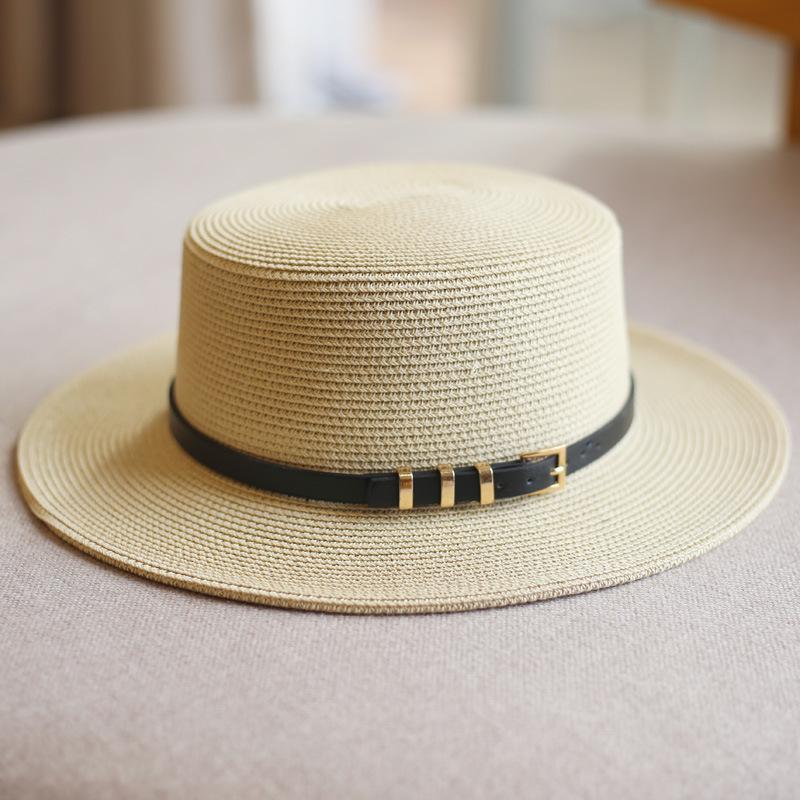 

JYL TS DIY Colorful Straw Hat Couple Beach Cap Woven Straw Beigethreegoldcirclebeltstrawhat_54-58CMadjustable atomic tangerine