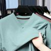 Erkek Tek Renk Düğme Detaylı Kısa Kollu Henley Tişört