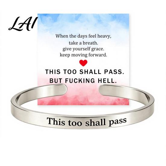 Encouragement Gift Bracelet This Too Shall Pass Mantra Cuff Bracelet Hidden Message серебряный