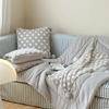 Pom Pom Pillow Blanket 2 in 1, Flannel Fleece Throw Blanket for Nap, Office, Car, Student, Plush & Thick, Removable Cover