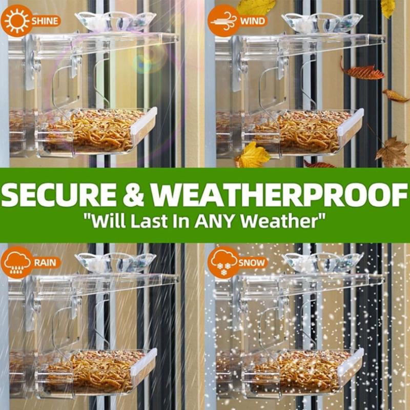 Průhledný krmítko pro ptáky s designem pro montáž na přísavku Pro snadnou instalaci na okno Venkovní pozorovací krmítko HX6C